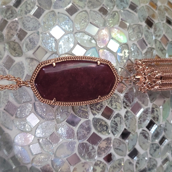 Kendra Scott Maroon Rose Gold Long Necklace Custom - Picture 4 of 13